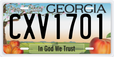 GA license plate CXV1701