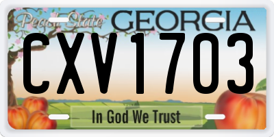 GA license plate CXV1703