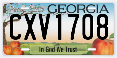 GA license plate CXV1708