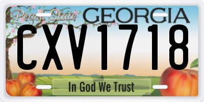 GA license plate CXV1718