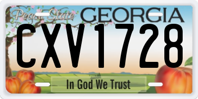 GA license plate CXV1728