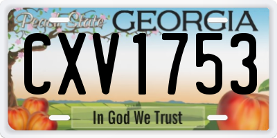 GA license plate CXV1753