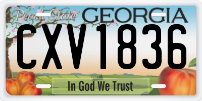 GA license plate CXV1836