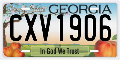 GA license plate CXV1906