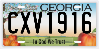 GA license plate CXV1916