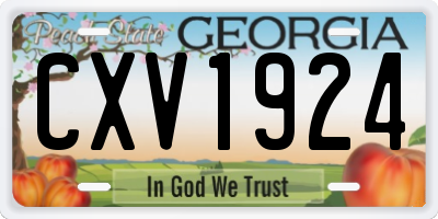 GA license plate CXV1924