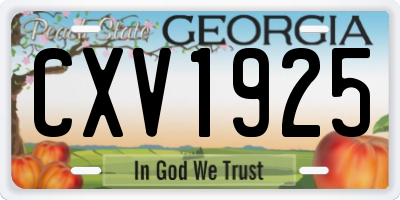 GA license plate CXV1925