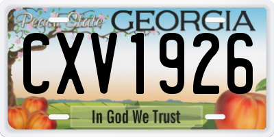 GA license plate CXV1926