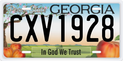 GA license plate CXV1928