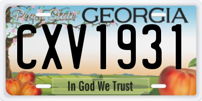 GA license plate CXV1931