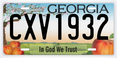 GA license plate CXV1932