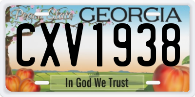 GA license plate CXV1938