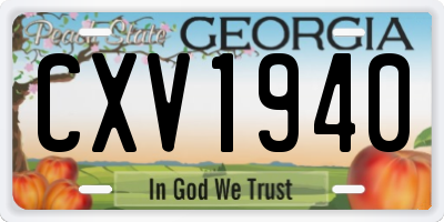 GA license plate CXV1940