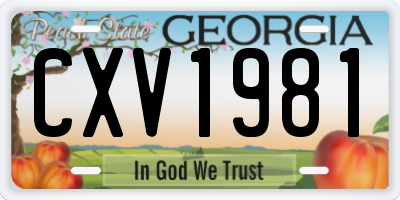 GA license plate CXV1981