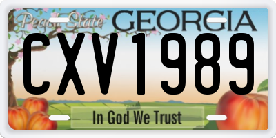 GA license plate CXV1989