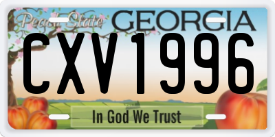 GA license plate CXV1996