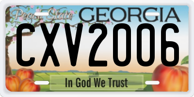 GA license plate CXV2006