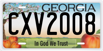 GA license plate CXV2008