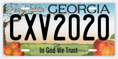 GA license plate CXV2020