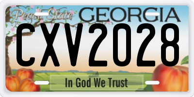GA license plate CXV2028