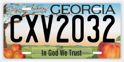 GA license plate CXV2032