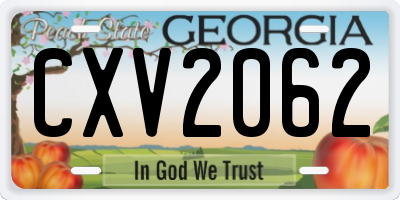 GA license plate CXV2062