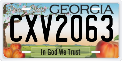 GA license plate CXV2063