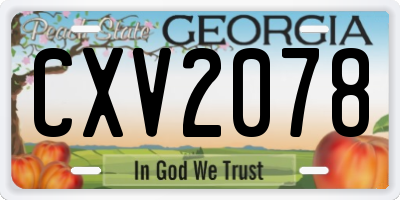 GA license plate CXV2078