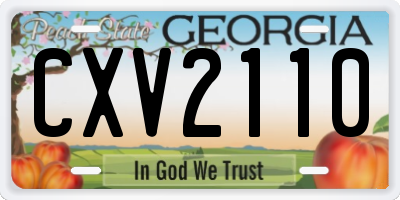 GA license plate CXV2110
