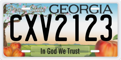 GA license plate CXV2123