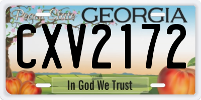 GA license plate CXV2172