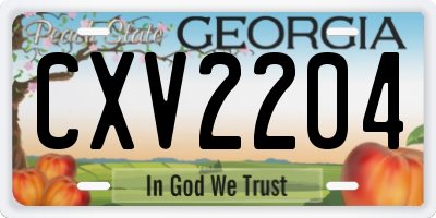 GA license plate CXV2204