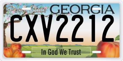 GA license plate CXV2212