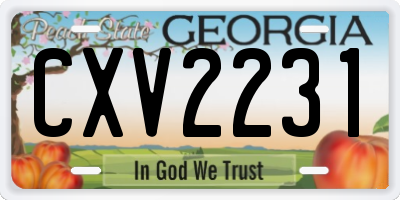 GA license plate CXV2231