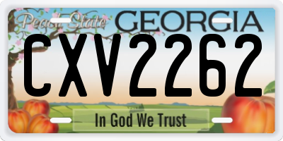 GA license plate CXV2262