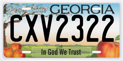 GA license plate CXV2322