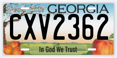 GA license plate CXV2362