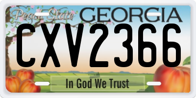 GA license plate CXV2366