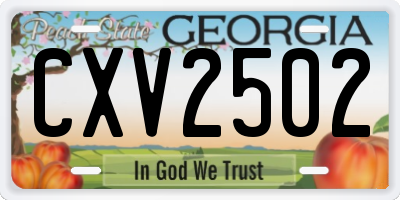 GA license plate CXV2502