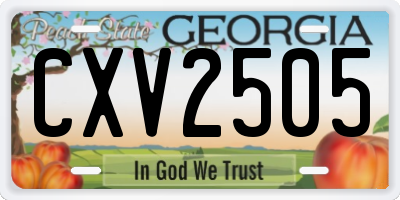 GA license plate CXV2505