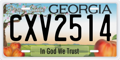 GA license plate CXV2514