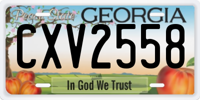 GA license plate CXV2558