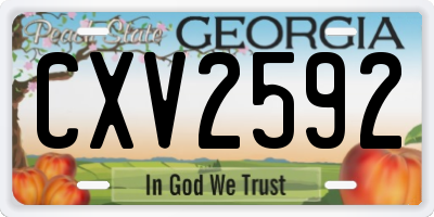 GA license plate CXV2592