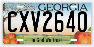 GA license plate CXV2640