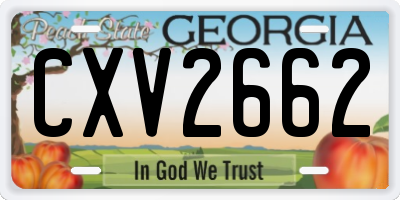 GA license plate CXV2662