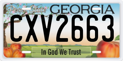 GA license plate CXV2663