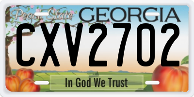 GA license plate CXV2702
