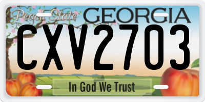 GA license plate CXV2703