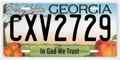 GA license plate CXV2729