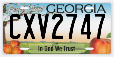 GA license plate CXV2747